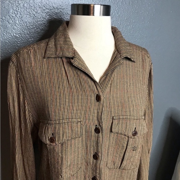 Ralph Lauren brown button front blouse size 6P - Picture 4 of 5
